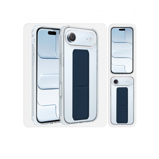 CATANES 2 Packs Finger Grip Clear Case Cover for iPhone 17 Air- Kickstand Car Magnetic Holder Multi-function Protective Two-in-one Case with 3D Screen Protector - Dark Blue