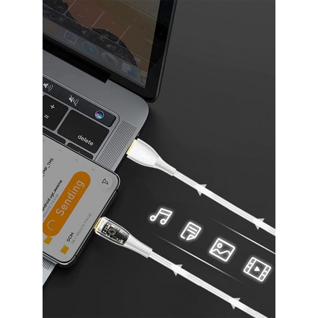 CATANES USB Cable to Lightning Fast Charging Cable Transparent Adapter Fast Charging Cable White 1M