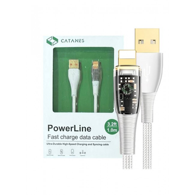 CATANES USB Cable to Lightning Fast Charging Cable Transparent Adapter Fast Charging Cable White 1M