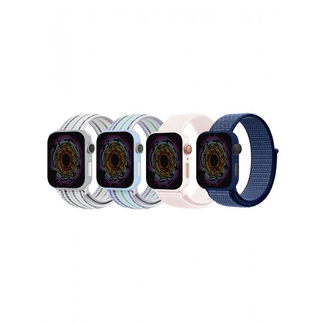 CATANES 4 Pack Apple Watch Band 38mm 40mm 41mm Sport Loop Nylon Band Quick Release Soft Fabric Nylon Adjustable Rugged Velcro Replacement Wristband Strap for Men Women Compatible with Series SE/7/6/5/4/3/2/1