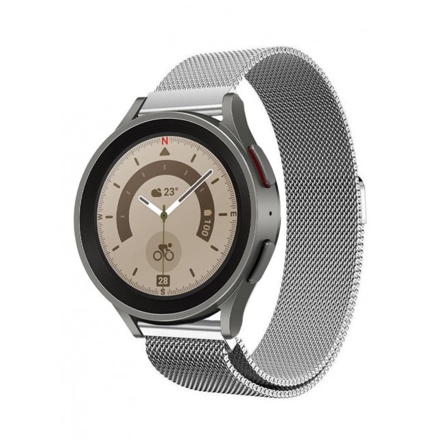 CATANES 20mm Milanese Stainless band for Samsung Galaxy Watch 7, 6, 6 Classic, 5, 5 Pro, 4, 4 Classic Silver