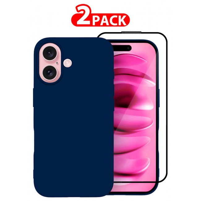 CATANES (for iPhone 16 Plus) 2 Pack Case and Screen Protector, Slim Silicone Case, Full Covered Anti Scratch Shockproof Protective Cover
