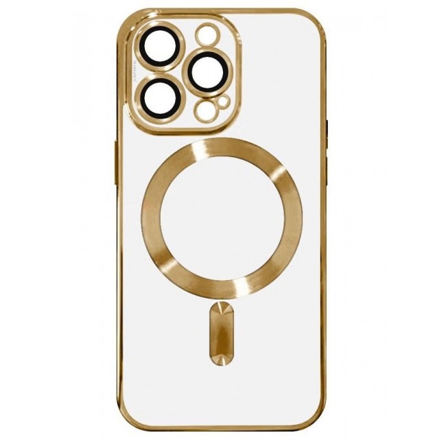 CATANES Clear Case with MagSafe for Apple iPhone 13 Pro Max Wireless Charging Compatible Back Cover with Electroplating Shockproof Frame Gold