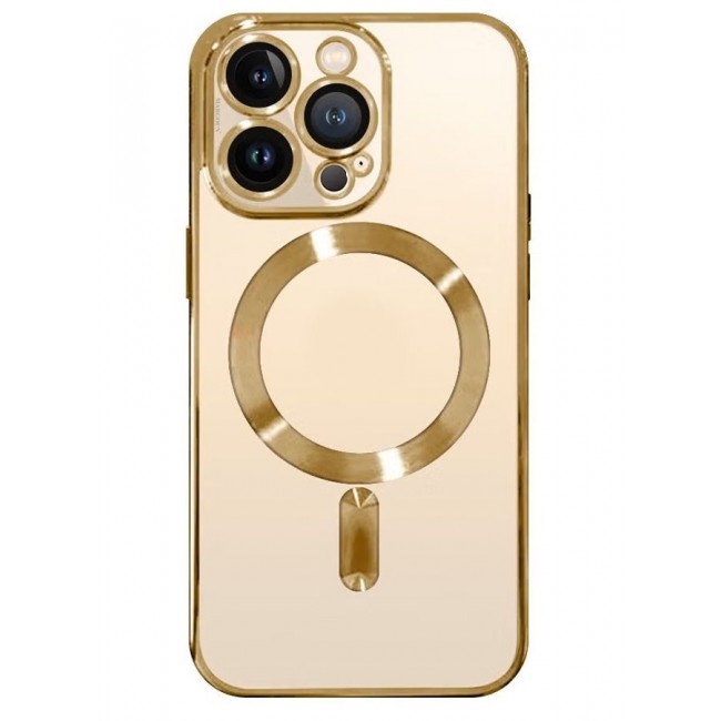 CATANES Clear Case with MagSafe for Apple iPhone 13 Pro Max Wireless Charging Compatible Back Cover with Electroplating Shockproof Frame Gold