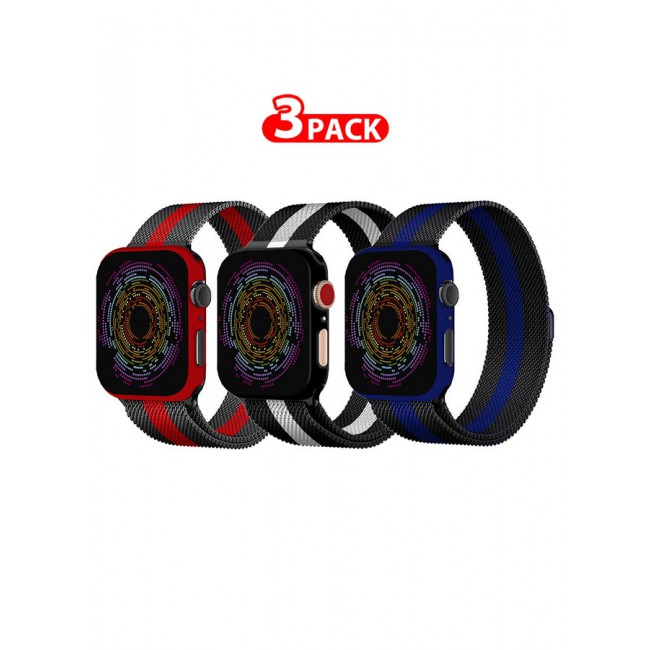 CATANES 3 Pack Stainless Steel Milanese Loop Compatible with Apple Watch Band 38mm 40mm 41mm Men and Women Mesh Loop Magnetic Clasp Replacement for iWatch Bands Series 7 SE 6 5 4 3 2 1