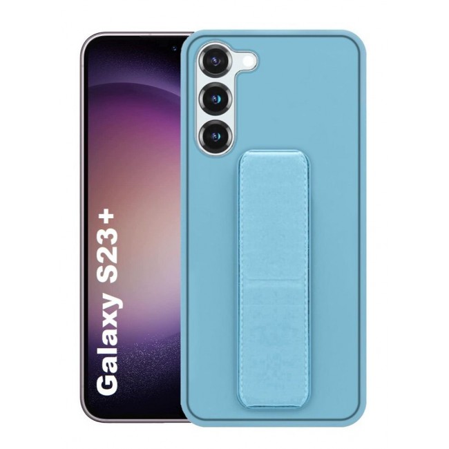 CATANES Samsung Galaxy S23 Plus Grip Case Magnetic Kickstand Cover with Foldable Hand Strap Blue