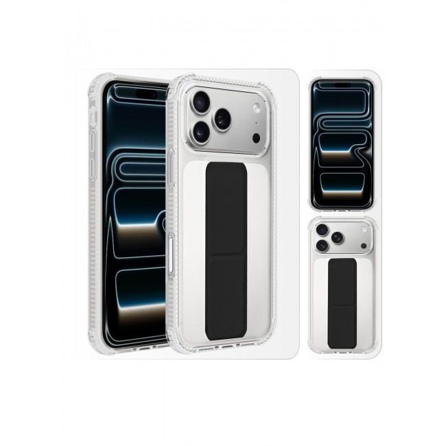 CATANES 2 Packs Finger Grip Clear Case Cover for iPhone 17 Pro Max - Kickstand Car Magnetic Holder Multi-function Protective Two-in-one Case with Privacy Screen Protector - Black