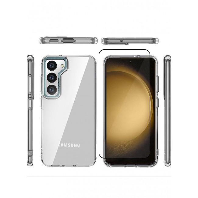 CATANES 2 Pack For Samsung Galaxy S23 Plus Clear Case With Screen Protector Green Edge