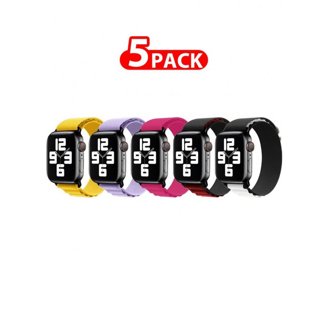 CATANES 5 Pack Of Apple Watch Alpine Loop Band 38mm 40mm 41mm Women Men Adjustable with Metal G-Hook Strap for iWatch Series 7/SE/6/5/4/3/2/1 Multicolour