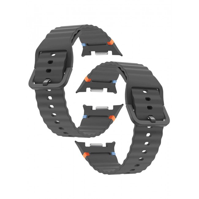 CATANES Silicone Ocean Band for Samsung Galaxy Watch 8 Classic 46mm and Watch 8 40mm 44mm - Sport Band Strap - Dark Grey
