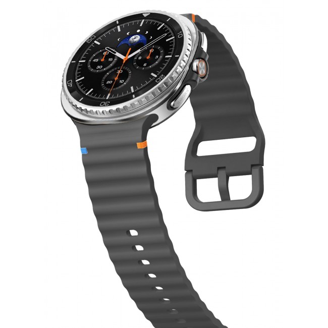 CATANES Silicone Ocean Band for Samsung Galaxy Watch 8 Classic 46mm and Watch 8 40mm 44mm - Sport Band Strap - Dark Grey