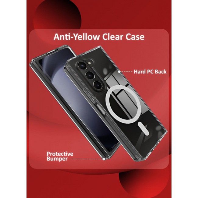 CATANES [for Samsung Galaxy Z Fold 6] Clear Case Magnetic Compatible with MagSafe Slim Fit Crystal Clear Transparent Skin Cover Anti-Slip