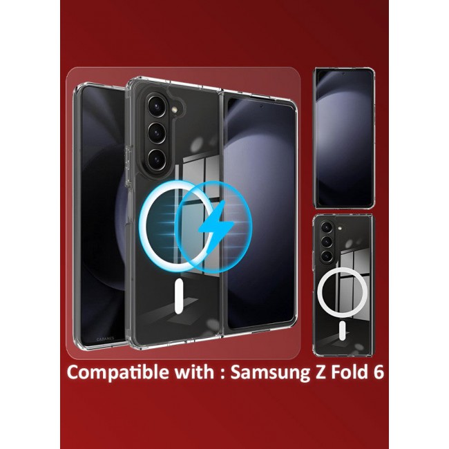 CATANES [for Samsung Galaxy Z Fold 6] Clear Case Magnetic Compatible with MagSafe Slim Fit Crystal Clear Transparent Skin Cover Anti-Slip