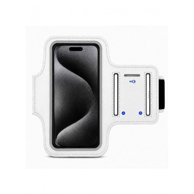 MARGOUN Sports Running Armband Case Compatible with iPhone 15 Pro – Water-Resistant Fitness Wristband Pouch for Gym, Workouts, Jogging with Key Holder and Reflective Strip