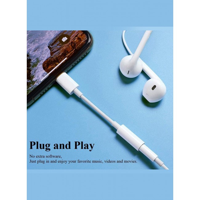CATANES Compatible for iPhone 14 Pro Max and iPhone 13 Pro Max Lightning to 3.5mm AUX Jack Adapter Cable for iPhone to Headphone Converter / White Colour