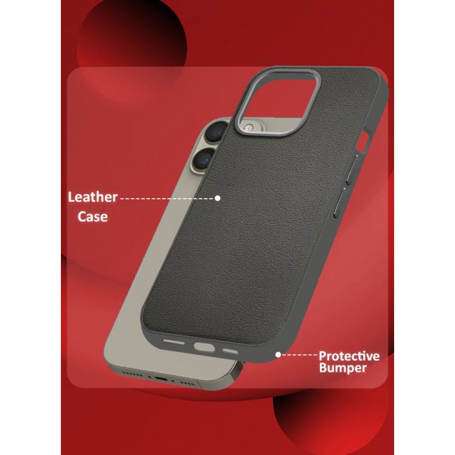 CATANES (for iPhone 15 Pro Max) Case Cover Leather Case with Lens Frame Shockproof Full Body Protective Cover
