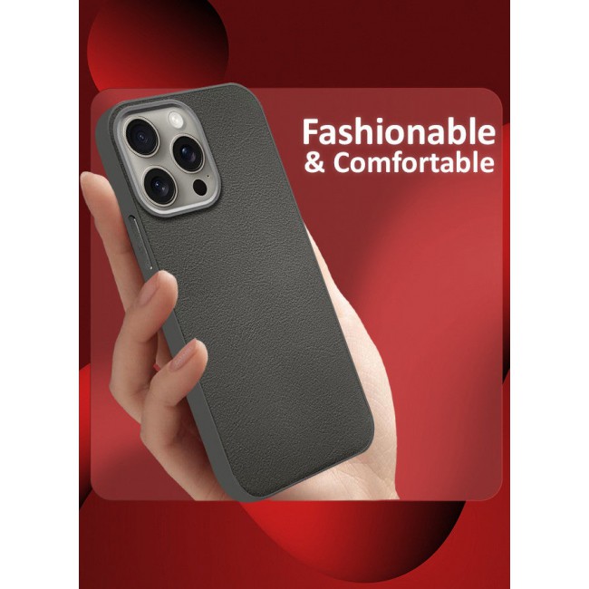 CATANES (for iPhone 15 Pro Max) Case Cover Leather Case with Lens Frame Shockproof Full Body Protective Cover