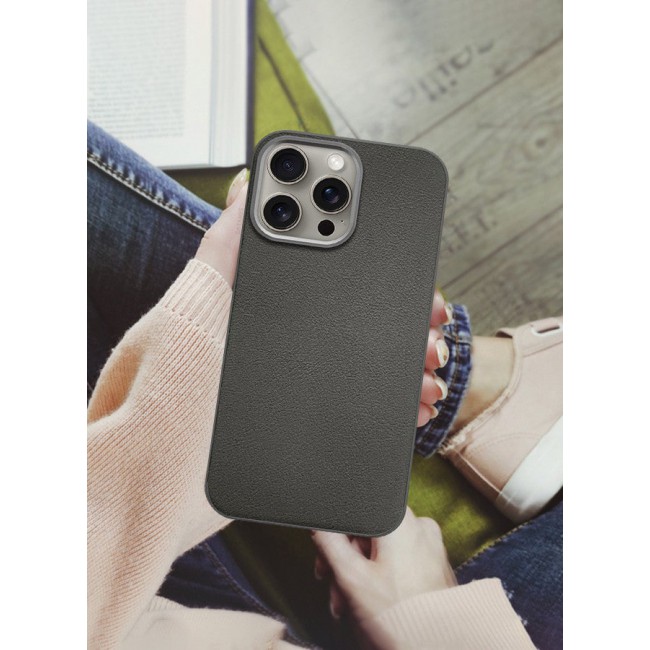 CATANES (for iPhone 15 Pro Max) Case Cover Leather Case with Lens Frame Shockproof Full Body Protective Cover