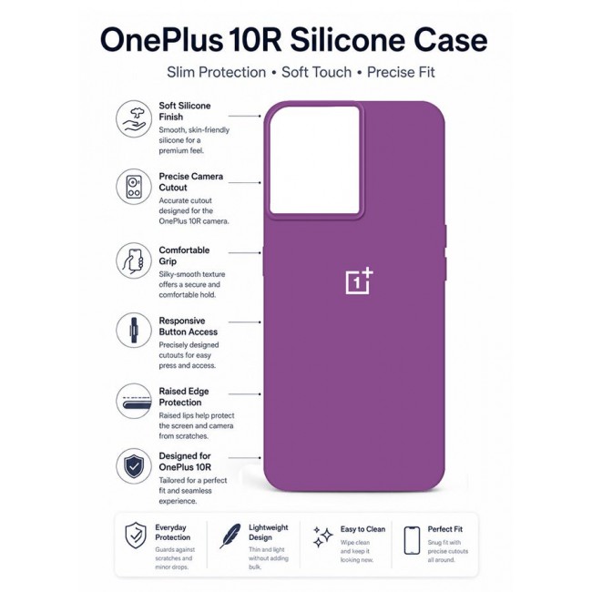 CATANES OnePlus 10R Silicone Case Slim Soft Liquid Gel Case Shockproof Back Cover Full Body Protection 6.7 inch Purple