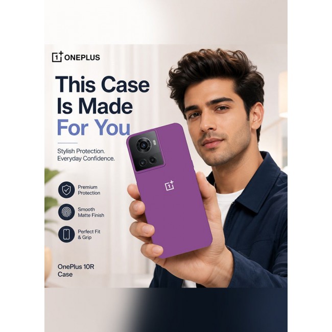 CATANES OnePlus 10R Silicone Case Slim Soft Liquid Gel Case Shockproof Back Cover Full Body Protection 6.7 inch Purple