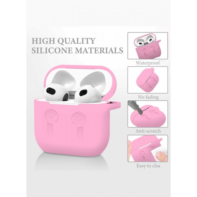 CATANES ( for Airpods 4 2024 ) Case Soft Silicone Elegant Cover with Keychain / Pink Color