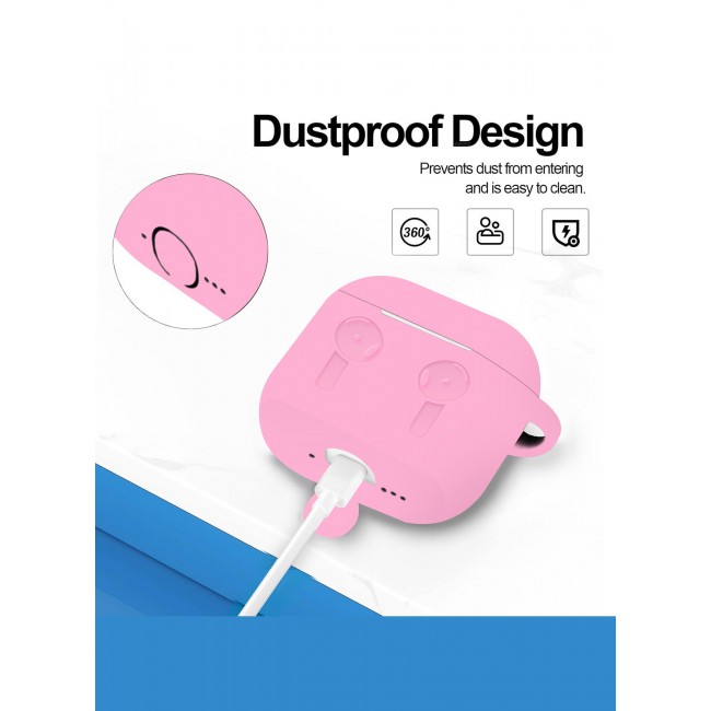 CATANES ( for Airpods 4 2024 ) Case Soft Silicone Elegant Cover with Keychain / Pink Color