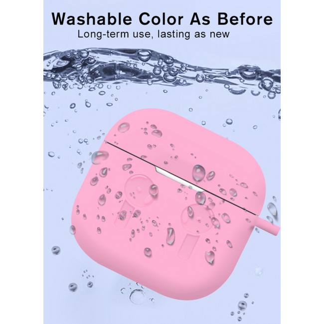 CATANES ( for Airpods 4 2024 ) Case Soft Silicone Elegant Cover with Keychain / Pink Color