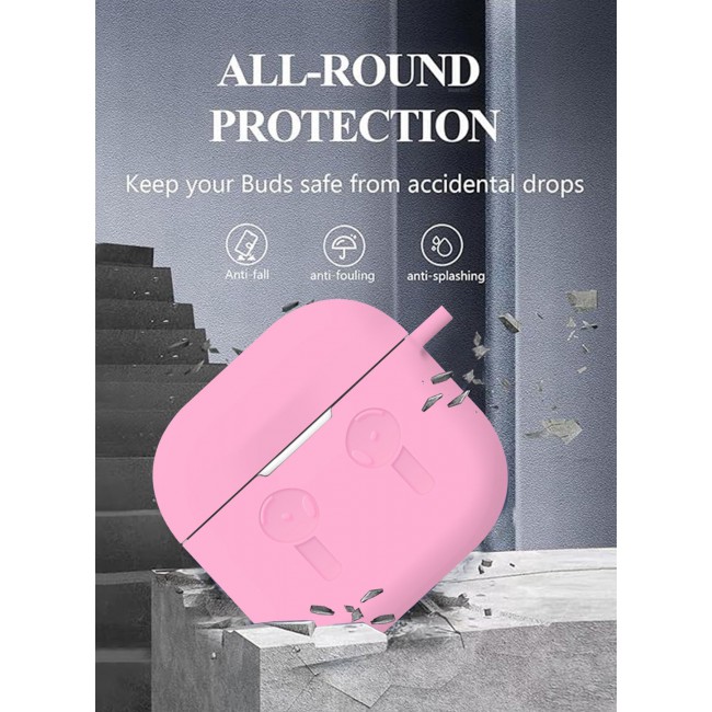 CATANES ( for Airpods 4 2024 ) Case Soft Silicone Elegant Cover with Keychain / Pink Color