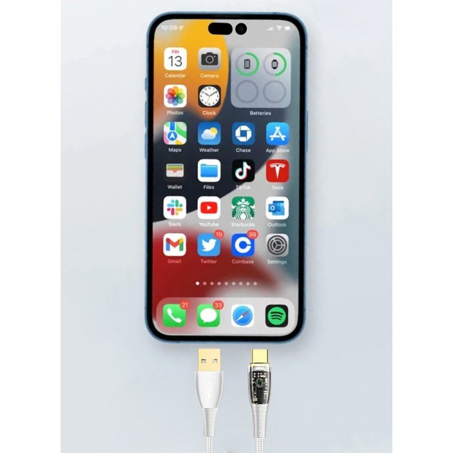 CATANES USB Cable to Type C Fast Charging Cable Transparent Adapter Fast Charging Cable White 1M