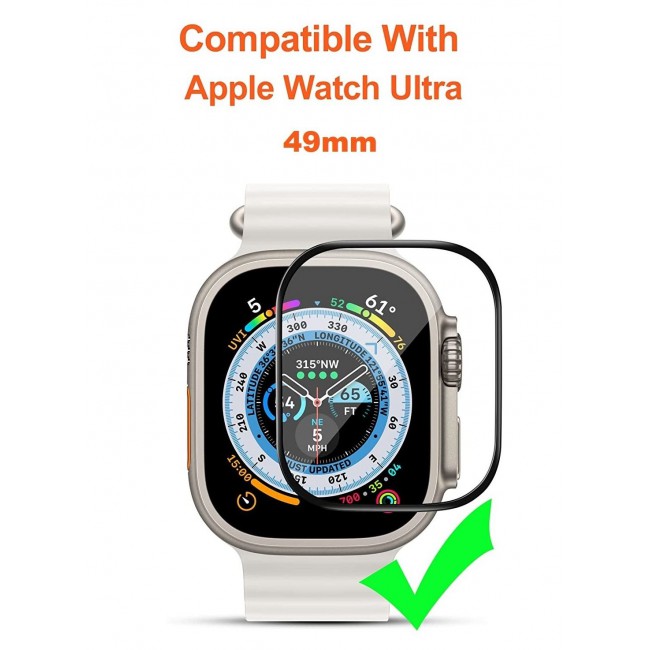 CATANES Apple Watch Ultra 49mm Screen Protector Tempered Glass 9H Anti-Scratch Full Coverage Clear HD Film