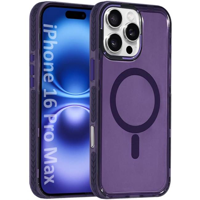 CATANES (for iPhone 16 Pro Max) Hard PC Magsafe Case Cover Polycarbonate Magnetic Strong Shockproof Protective Case Cover Transparent - Purple Color