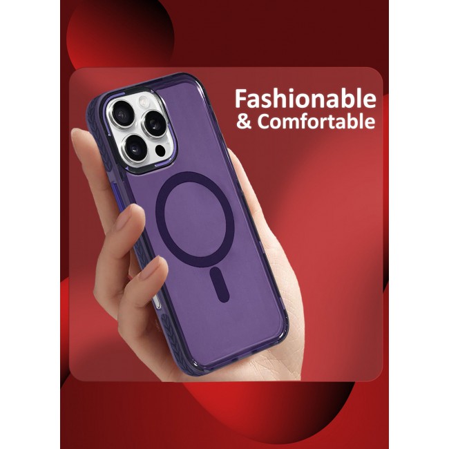 CATANES (for iPhone 16 Pro Max) Hard PC Magsafe Case Cover Polycarbonate Magnetic Strong Shockproof Protective Case Cover Transparent - Purple Color