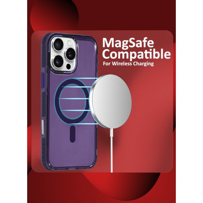 CATANES (for iPhone 16 Pro Max) Hard PC Magsafe Case Cover Polycarbonate Magnetic Strong Shockproof Protective Case Cover Transparent - Purple Color