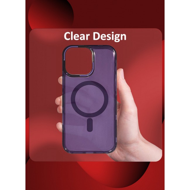 CATANES (for iPhone 16 Pro Max) Hard PC Magsafe Case Cover Polycarbonate Magnetic Strong Shockproof Protective Case Cover Transparent - Purple Color