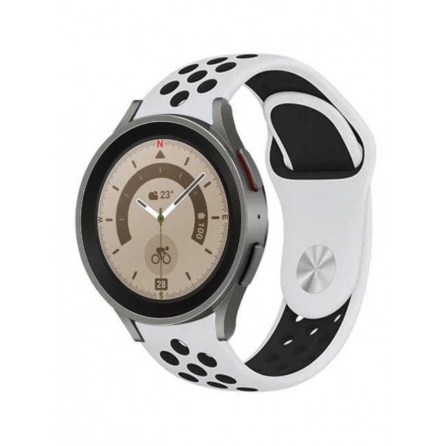 CATANES Samsung Galaxy Watch 5 Band Galaxy Watch 5 Pro Band Replacement Silicone Strap 20mm Smart Watch Wristband Compatible with Galaxy Watch5 (44mm/40mm) Galaxy Watch5 Pro (45mm) White/Black