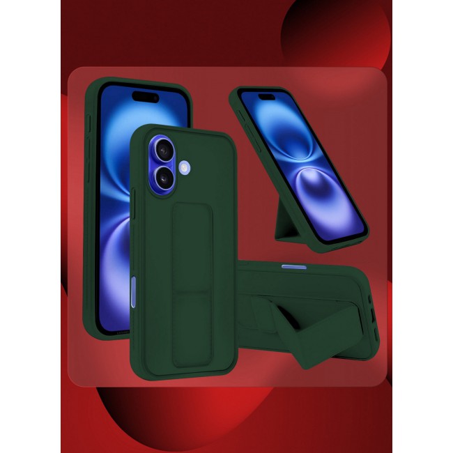 CATANES ( for iPhone 16 Plus ) Case Premium PU Leather Case with Stand Function Shockproof and Anti Scratch Finger Grip Case Cover / GREEN