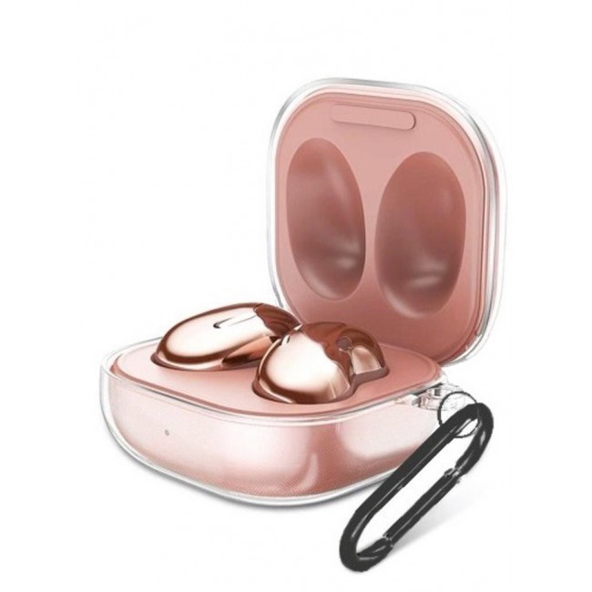CATANES Crystal Clear Protective Case for Samsung Galaxy Buds Live (2020), Galaxy Buds 2 (2021), Galaxy Buds Pro (2021) Shockproof Ultra Slim Transparent Skin with Keychain Carabiner Clear