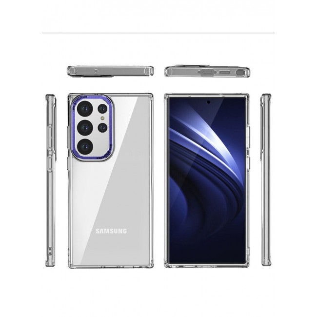 CATANES Samsung Galaxy S23 Ultra Clear Case Shockproof Slim Anti-Yellow Hybrid Hard PC+ TPU Cover Metal Camera Lens Frame