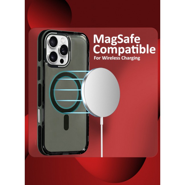CATANES (for iPhone 16 Pro Max) Hard PC Magsafe Case Cover Polycarbonate Magnetic Strong Shockproof Protective Case Cover Transparent - Black Color