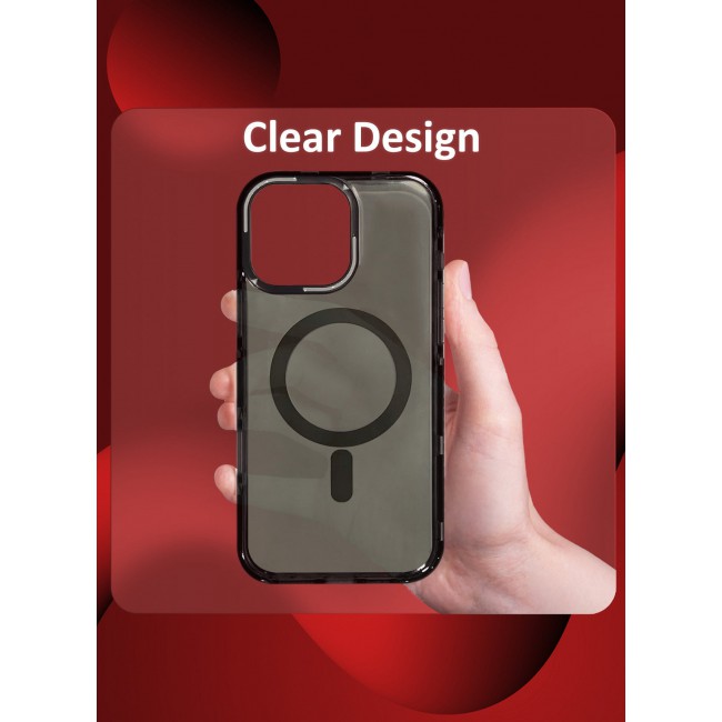 CATANES (for iPhone 16 Pro Max) Hard PC Magsafe Case Cover Polycarbonate Magnetic Strong Shockproof Protective Case Cover Transparent - Black Color