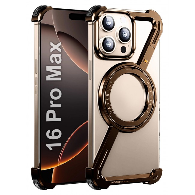 CATANES ( for iPhone 16 Pro Max ) Case MagSafe with 360Â° Rotation Stand, Z-shaped Light Frameless, Lens Protection Frame, Shock Grade Protective Case / Natural Desert Color