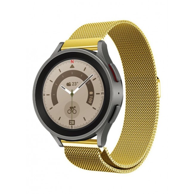 CATANES 20mm Milanese Stainless band for Samsung Galaxy Watch 7, 6, 6 Classic, 5, 5 Pro, 4, 4 Classic Golden