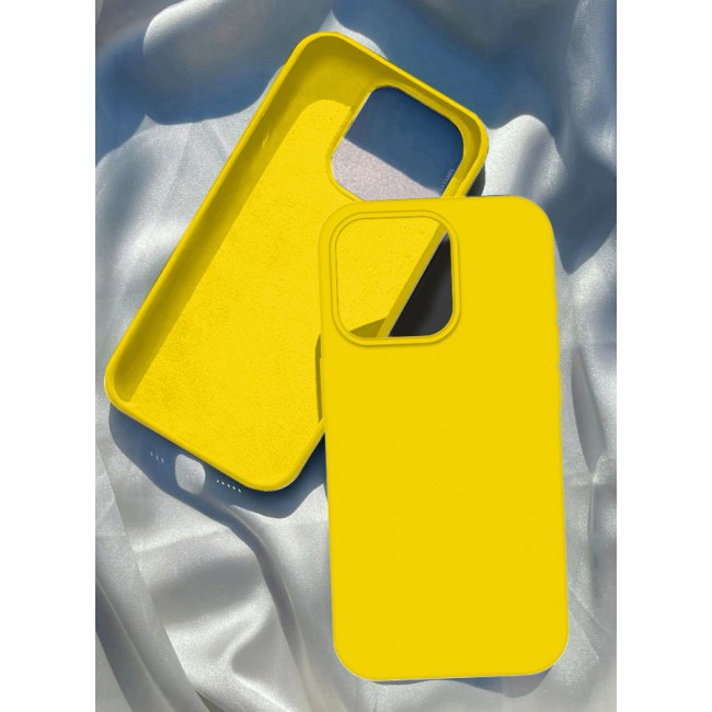CATANES iPhone 14 Pro Max Case Silicone Case Full Body Protective Cover Shockproof Slim Phone Case Anti-Scratch Soft Microfiber Lining Yellow