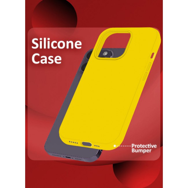 CATANES iPhone 14 Pro Max Case Silicone Case Full Body Protective Cover Shockproof Slim Phone Case Anti-Scratch Soft Microfiber Lining Yellow