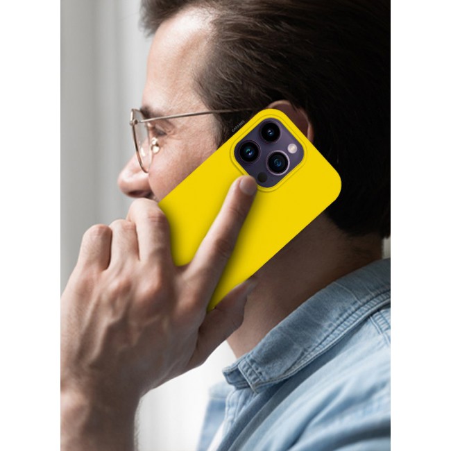 CATANES iPhone 14 Pro Max Case Silicone Case Full Body Protective Cover Shockproof Slim Phone Case Anti-Scratch Soft Microfiber Lining Yellow