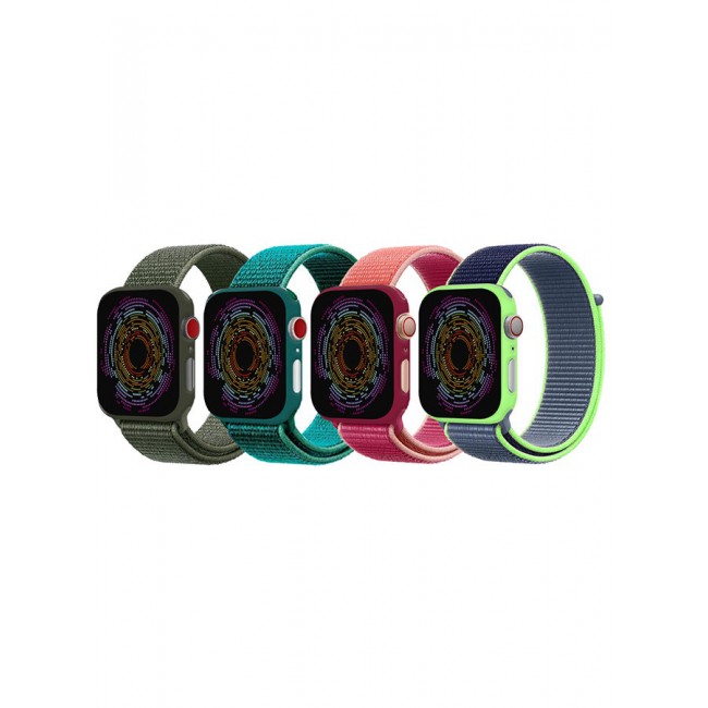 CATANES 4 Pack Apple Watch Band 38mm 40mm 41mm Sport Loop Nylon Band Quick Release Soft Fabric Nylon Adjustable Rugged Velcro Replacement Wristband Strap for Men Women Compatible with Series SE/7/6/5/4/3/2/1