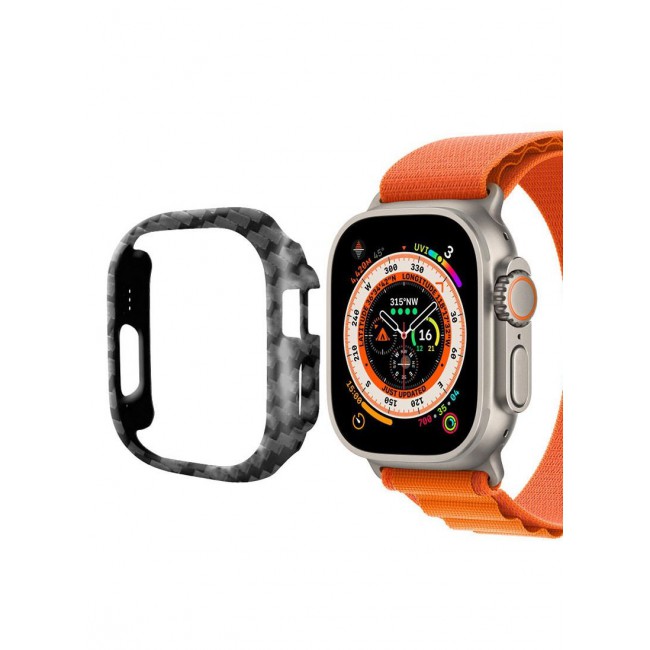 CATANES Apple Watch Ultra 49mm Case Protective Hard PC Cover Shockproof Hollow Bumper Frame Guard Compatible with iWatch Ultra 49mm Carbon Fiber Pattern