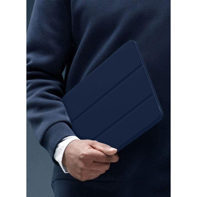 CATANES [for iPad Air 11 inch (2024)] Case Flip Case With Pen Slot Shockproof Cover Shock Absorbing Foldable Protective Cover Dark Blue