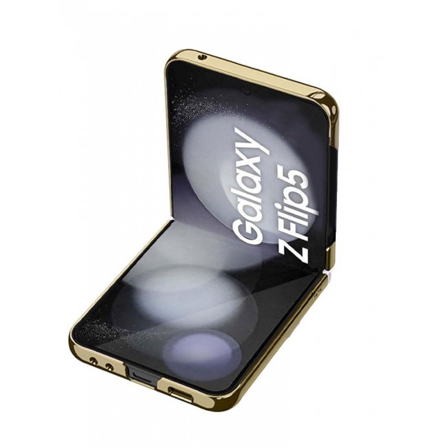 CATANES Samsung Galaxy Z Flip 5 Case Clear Electroplating Full Coverage Phone Case Gold