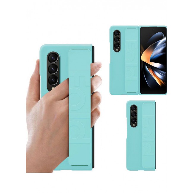 CATANES Samsung Galaxy Z Fold 4 Case 2022 Hard Silicone Cover With Strap Hold Anti drop Blue